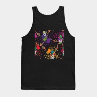 Colorful flowers,leaves, and gold chains,heart diamonds Tank Top